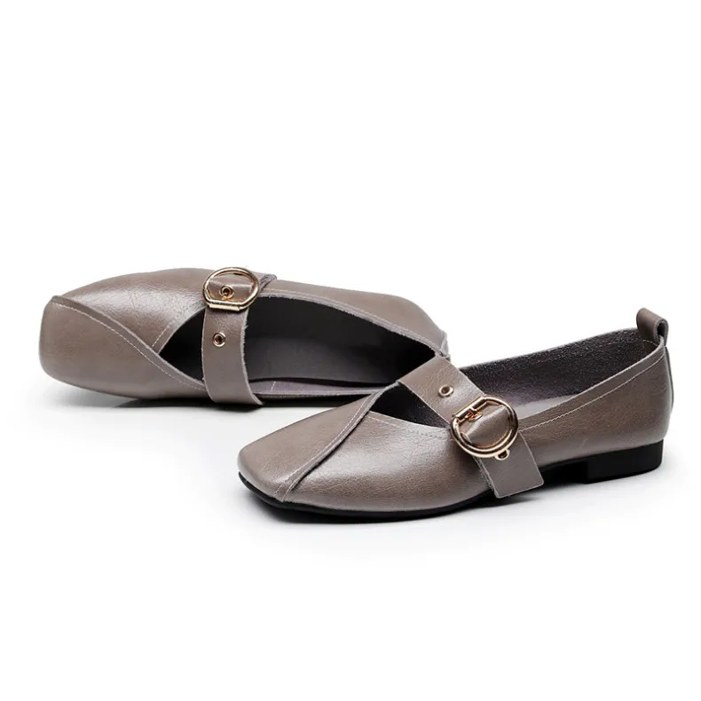 AIYUQI Casual Women Shoes 2026 Spring New Genuine Leather Mother Flat Shoes Big Size 41 42 43 Square Soft Bottom Women Shoes