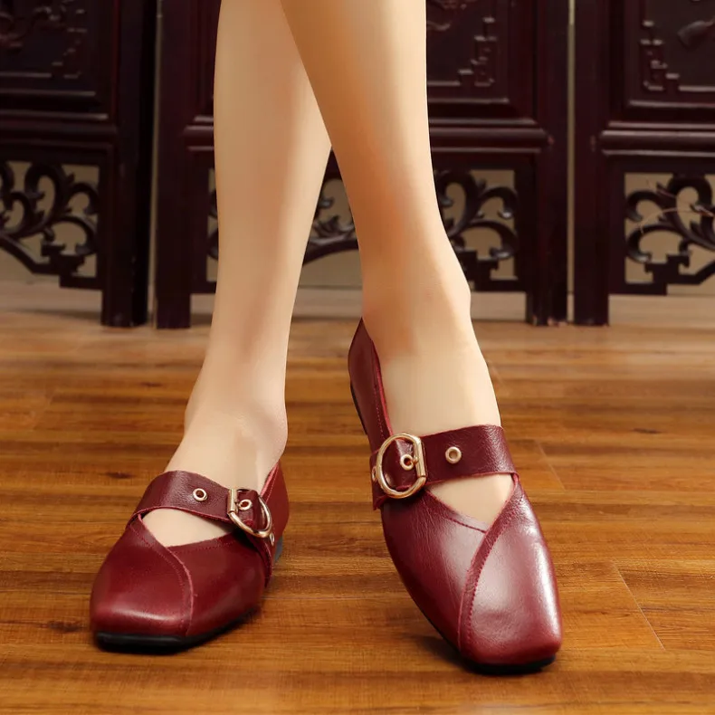AIYUQI Casual Women Shoes 2026 Spring New Genuine Leather Mother Flat Shoes Big Size 41 42 43 Square Soft Bottom Women Shoes