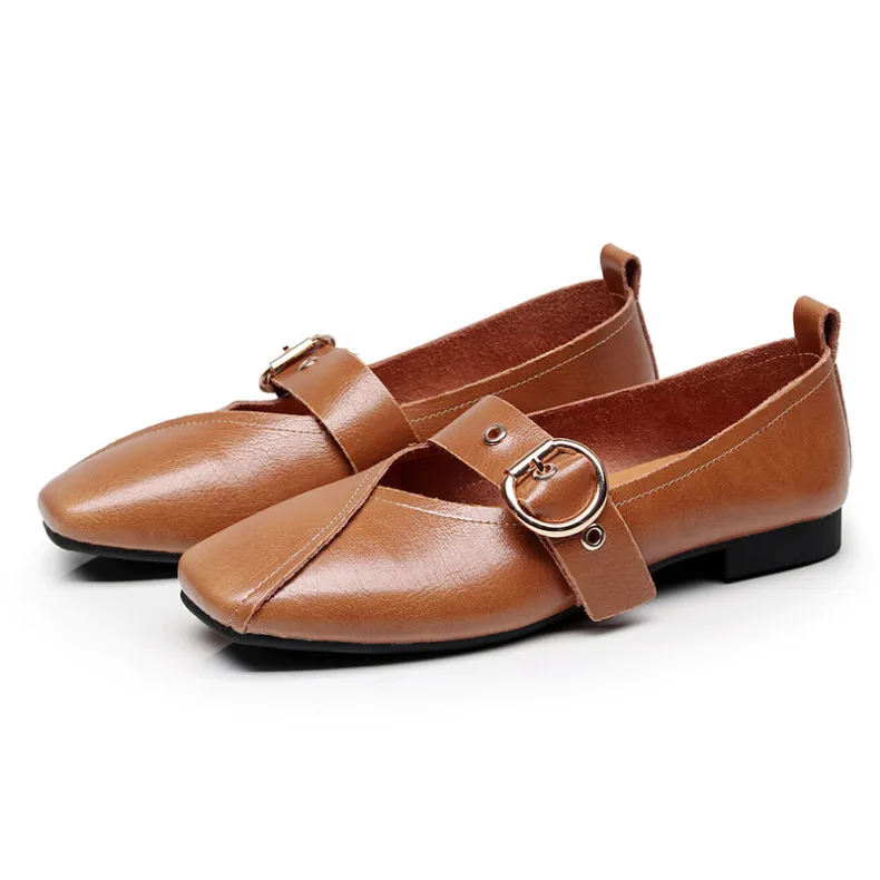 AIYUQI Casual Women Shoes 2026 Spring New Genuine Leather Mother Flat Shoes Big Size 41 42 43 Square Soft Bottom Women Shoes