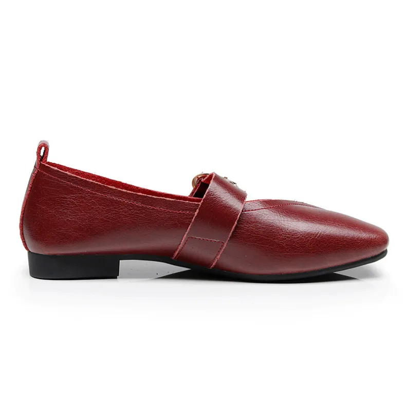 AIYUQI Casual Women Shoes 2026 Spring New Genuine Leather Mother Flat Shoes Big Size 41 42 43 Square Soft Bottom Women Shoes
