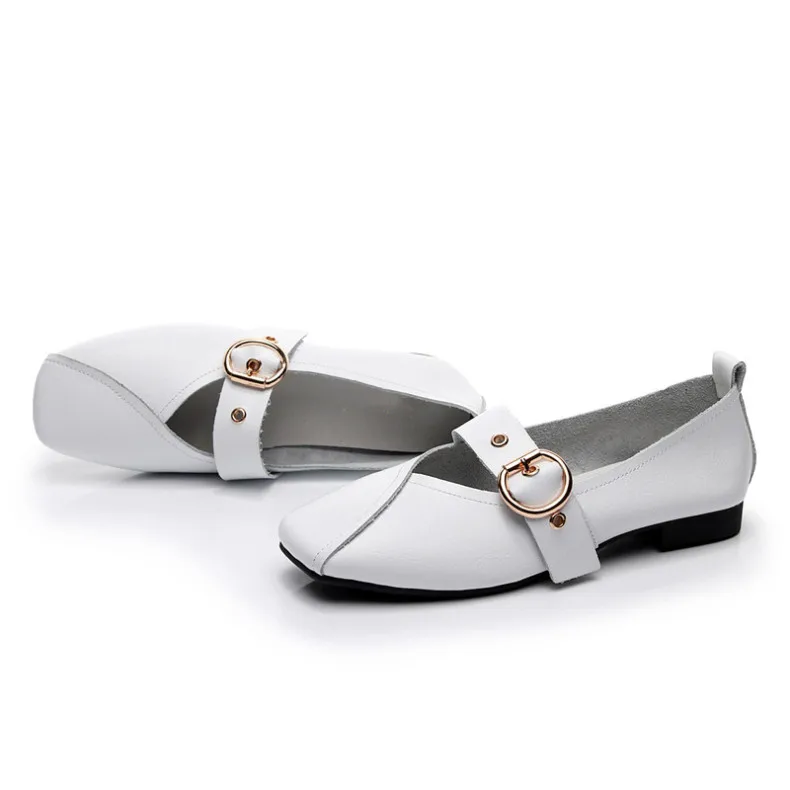 AIYUQI Casual Women Shoes 2026 Spring New Genuine Leather Mother Flat Shoes Big Size 41 42 43 Square Soft Bottom Women Shoes