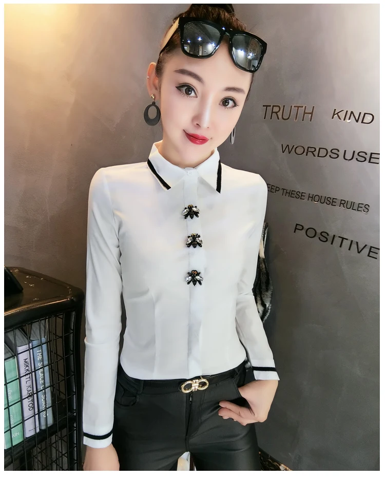 MadBlack European Clothes Lace Blouse Women Sexy Turn Down Collar Embroidery Slim Tops Long Sleeve Shirts Autumn New T38432JM