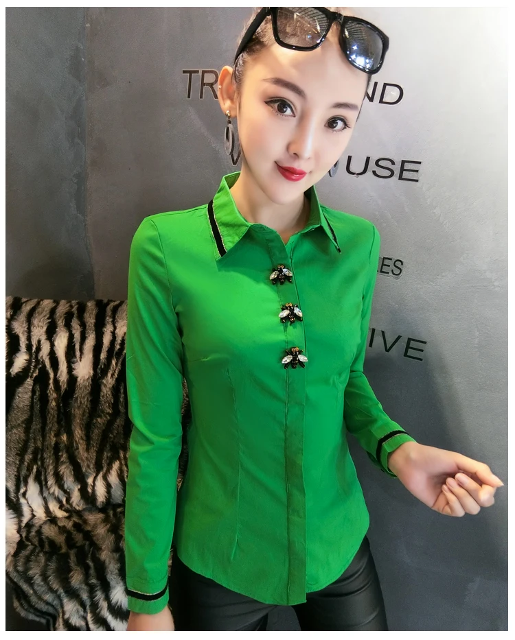 MadBlack European Clothes Lace Blouse Women Sexy Turn Down Collar Embroidery Slim Tops Long Sleeve Shirts Autumn New T38432JM