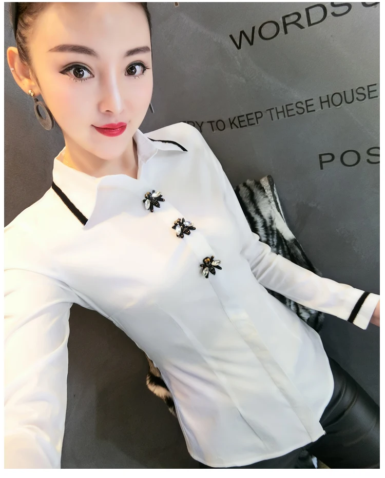 MadBlack European Clothes Lace Blouse Women Sexy Turn Down Collar Embroidery Slim Tops Long Sleeve Shirts Autumn New T38432JM