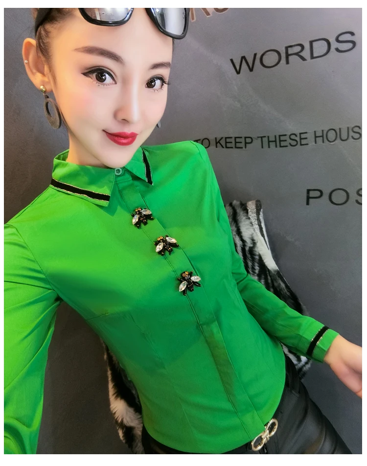 MadBlack European Clothes Lace Blouse Women Sexy Turn Down Collar Embroidery Slim Tops Long Sleeve Shirts Autumn New T38432JM