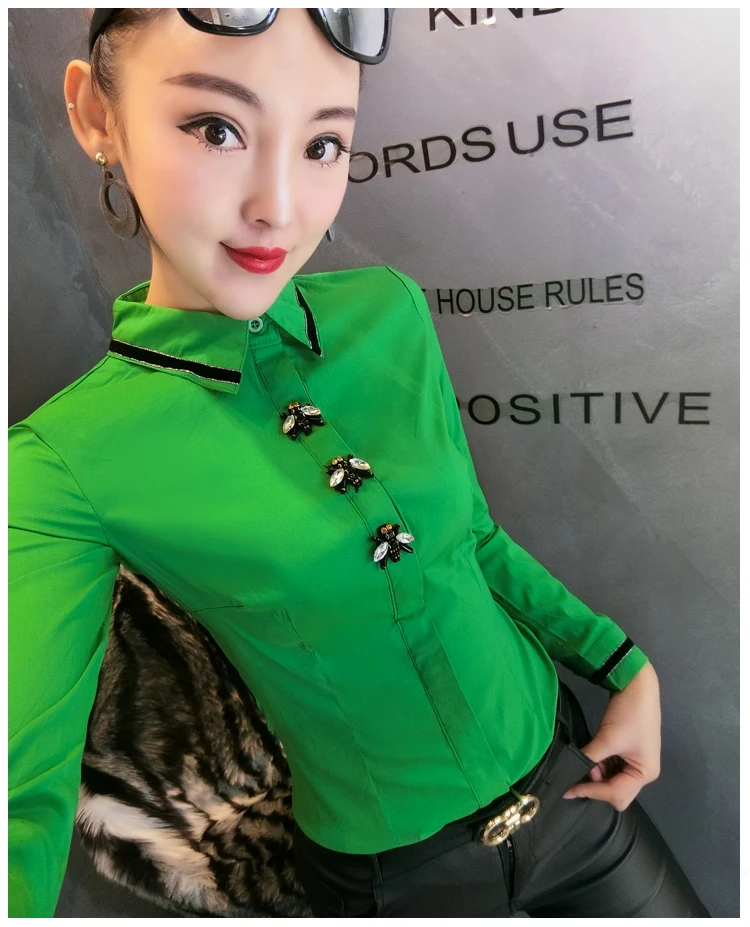 MadBlack European Clothes Lace Blouse Women Sexy Turn Down Collar Embroidery Slim Tops Long Sleeve Shirts Autumn New T38432JM