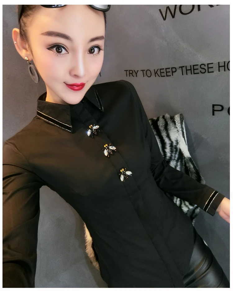 MadBlack European Clothes Lace Blouse Women Sexy Turn Down Collar Embroidery Slim Tops Long Sleeve Shirts Autumn New T38432JM