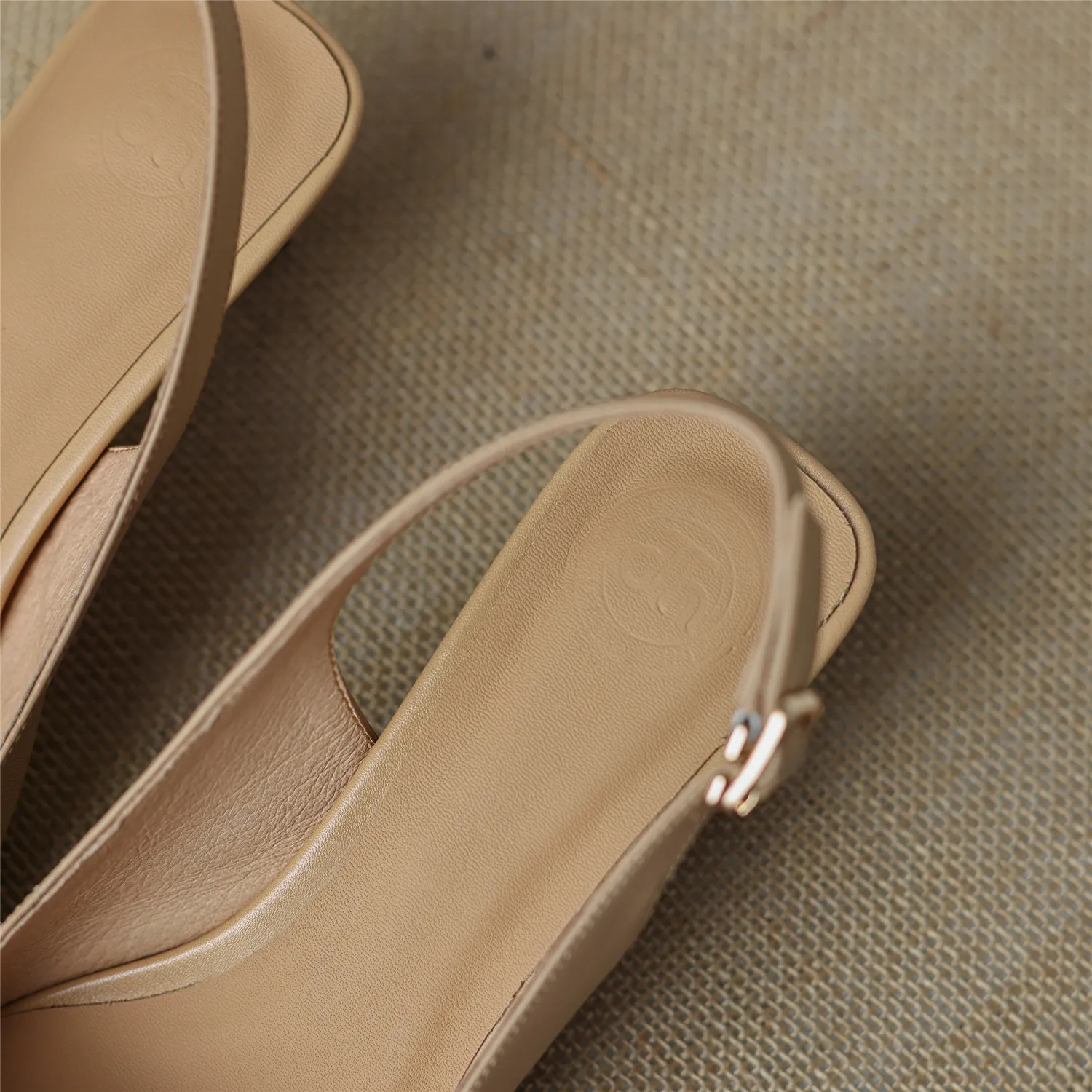 Black Sandals Women 2026 Summer Genuine Leather Slingback Elegant Mid Heel Pointed Comfortable Light Female Shoes Big Size 42