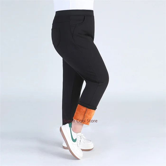 High Waist Winter Fleece Plus Size 140KG Women Pants 9XL 8XL 7XL 6XL 5XL High Stretched Warm Oversized Slim Fit Elegant Trousers