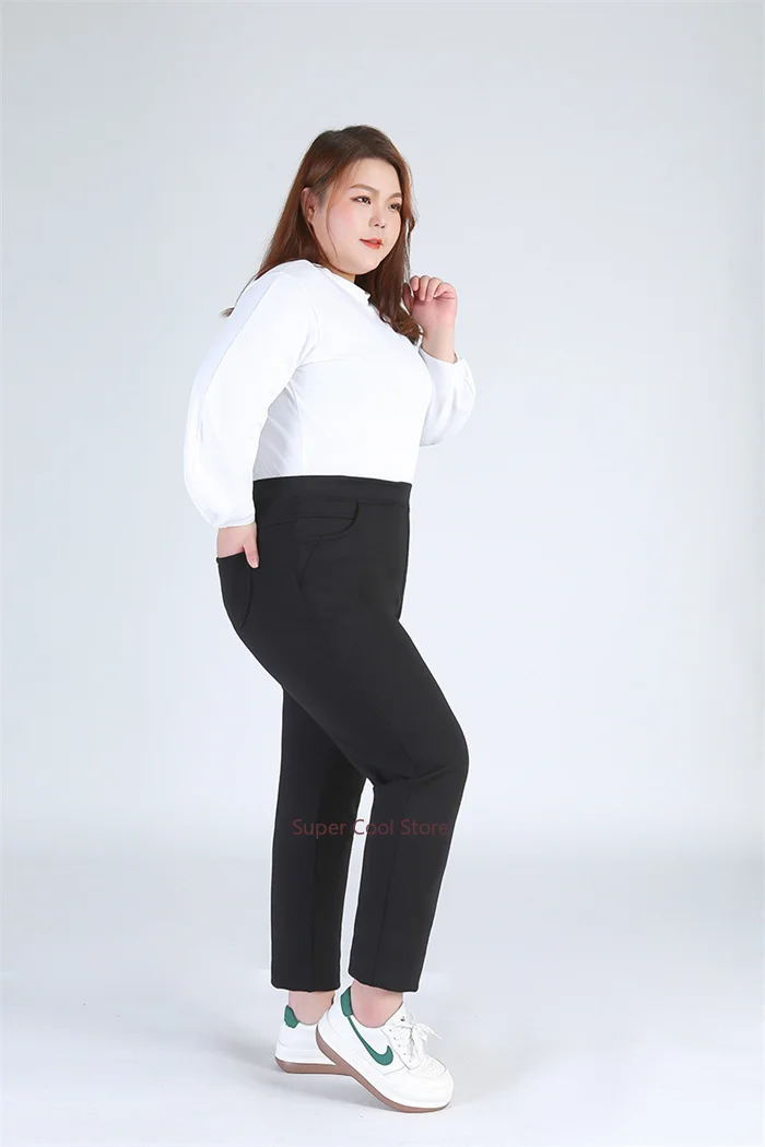 High Waist Winter Fleece Plus Size 140KG Women Pants 9XL 8XL 7XL 6XL 5XL High Stretched Warm Oversized Slim Fit Elegant Trousers