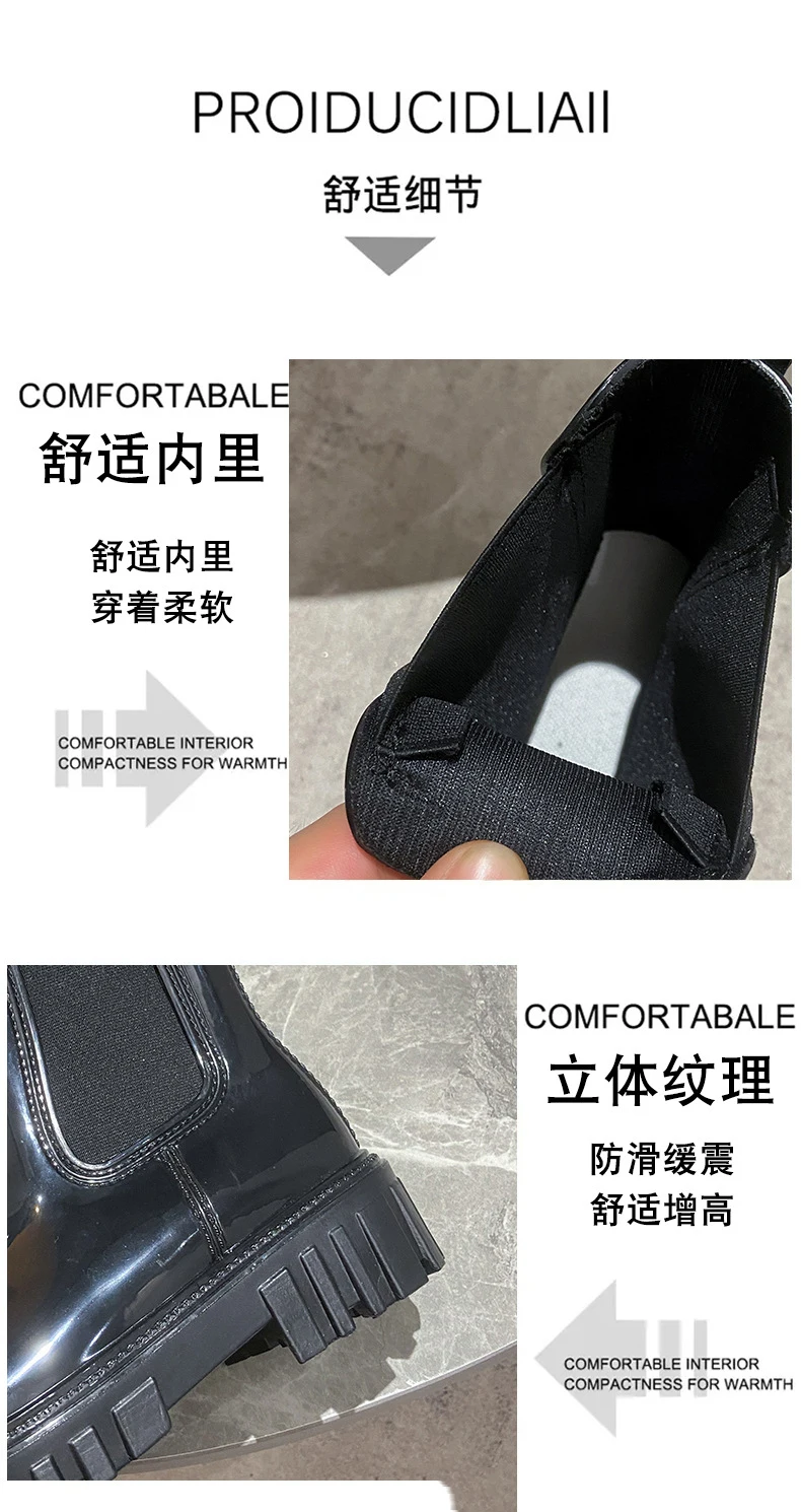 New Women's Color Fashion Rain Boots Four Seasons Wearable Water Shoes Outdoor Fashion Waterproof Mid-tube All-match Rain Boots