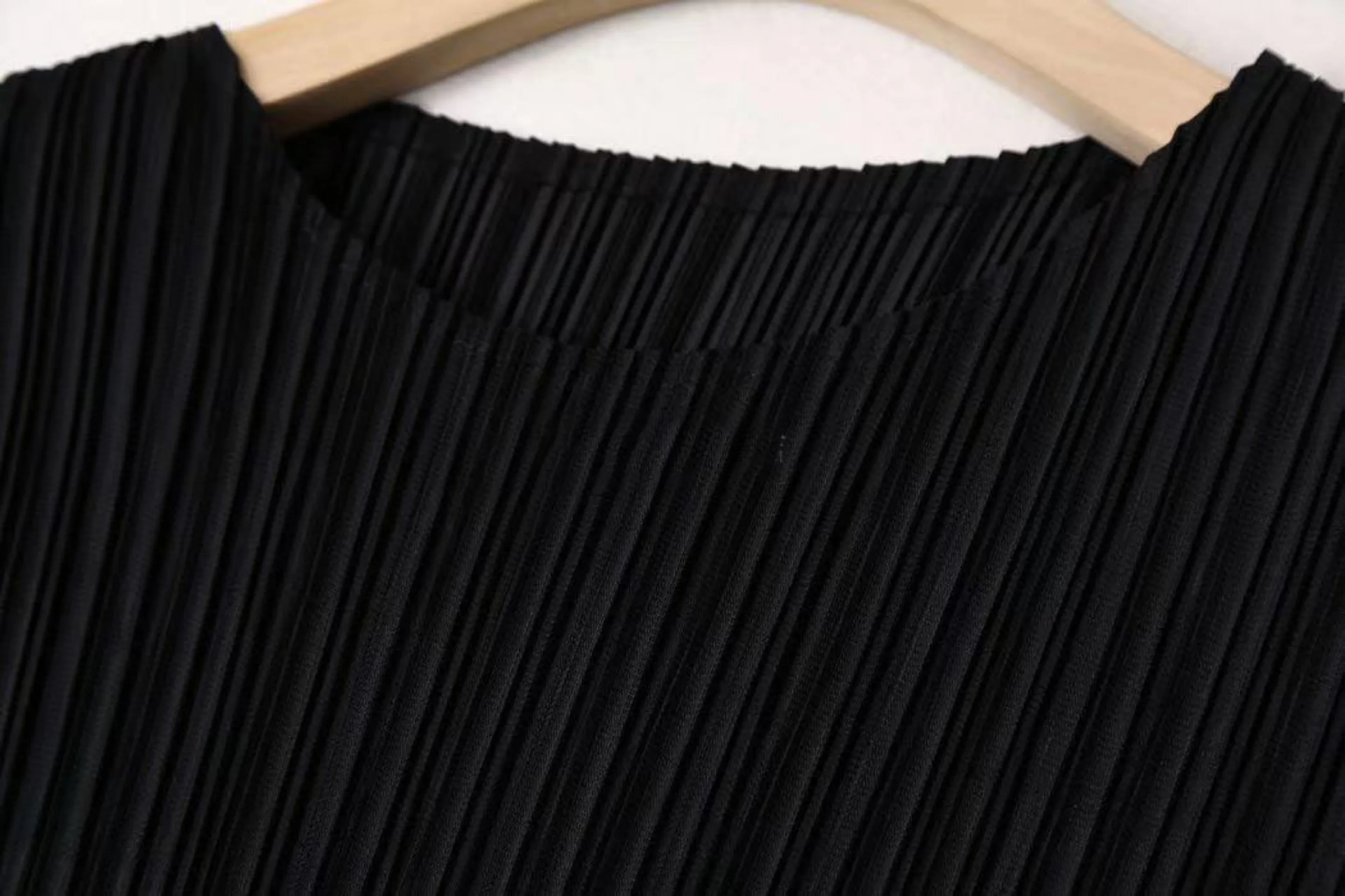 Miyake Pleated Dress Mid-length Fake Two-way Stitching Design Casual Loose Self-Cultivation Skirt Black and Gray 2021 Summer New