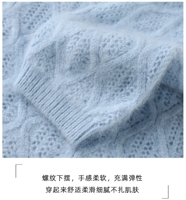 100% Mink Cashmere Women's Sweater Knitted Long Sleeve Pullover V-Neck Loose Underlay Soft Fashion Women's Top