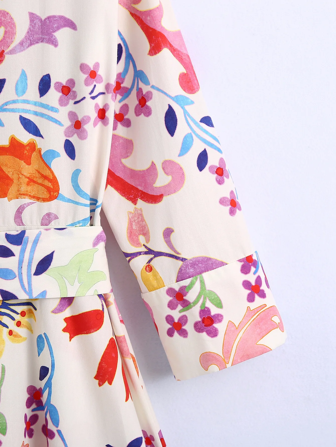 Summer Women Vintage Totem Floral Print Dress With Bow Female Sashes Midi Shirt Dress Chic Casual Slim Dresses Vestido