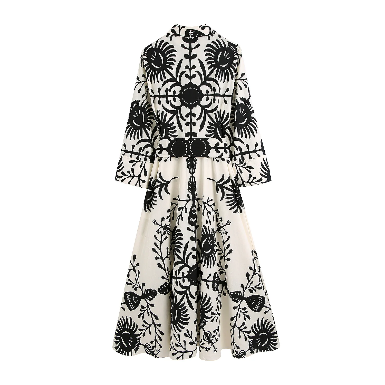 Summer Women Vintage Totem Floral Print Dress With Bow Female Sashes Midi Shirt Dress Chic Casual Slim Dresses Vestido