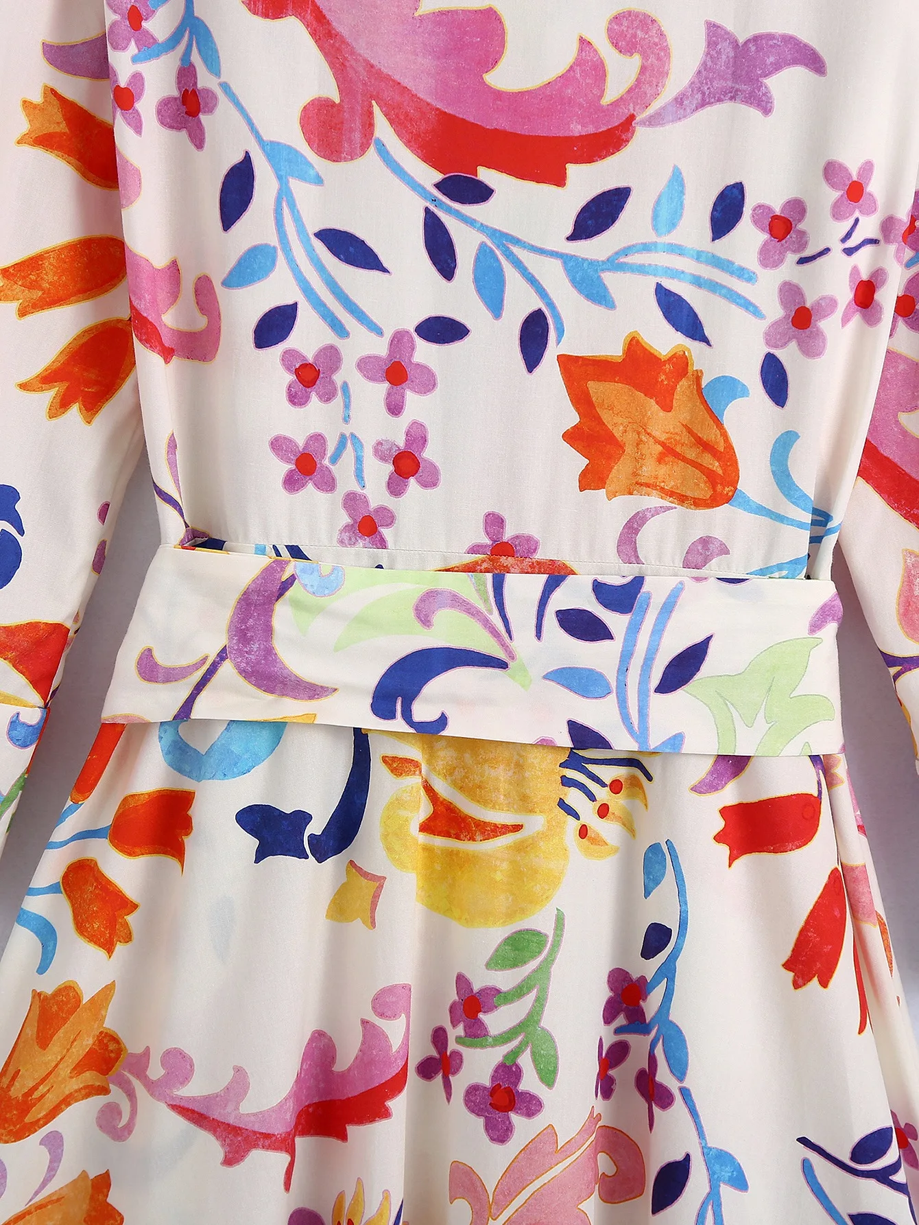 Summer Women Vintage Totem Floral Print Dress With Bow Female Sashes Midi Shirt Dress Chic Casual Slim Dresses Vestido