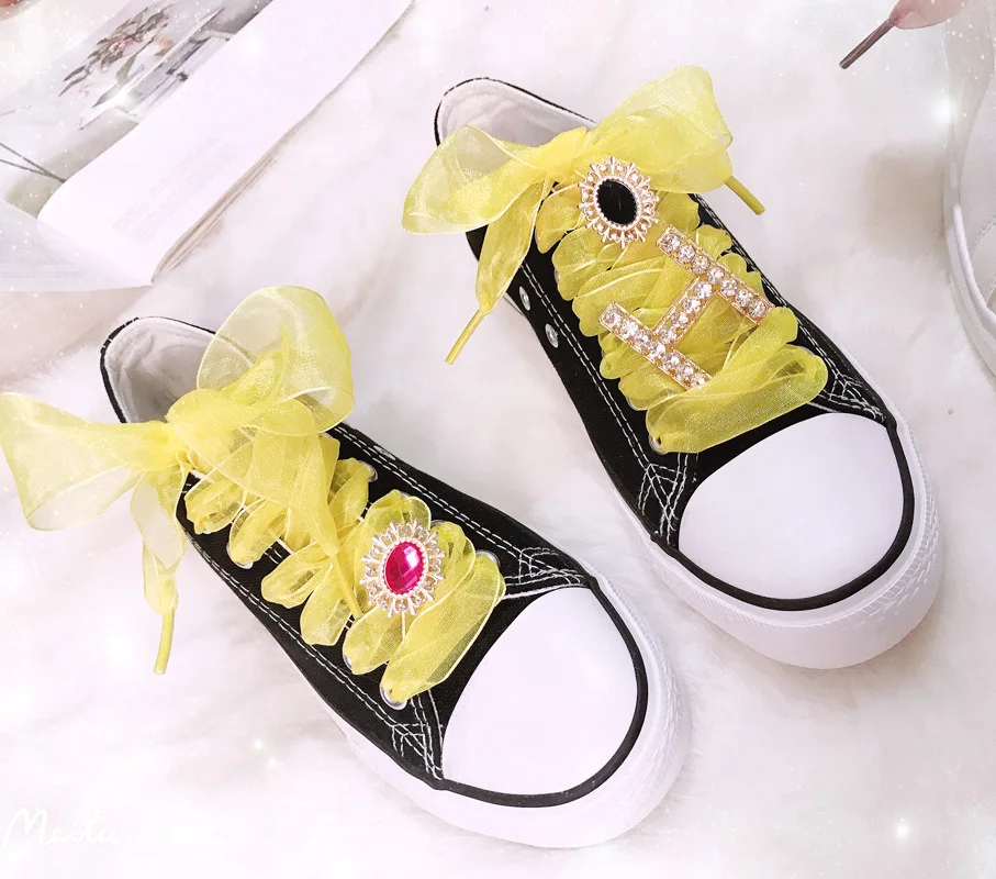 Shoelaces Shoe Buckle Clips Pearl Heart Love Charms Shiny Rhinestones Shoe Laces Decoration Shoes Accessories Kids Women 1 PCS