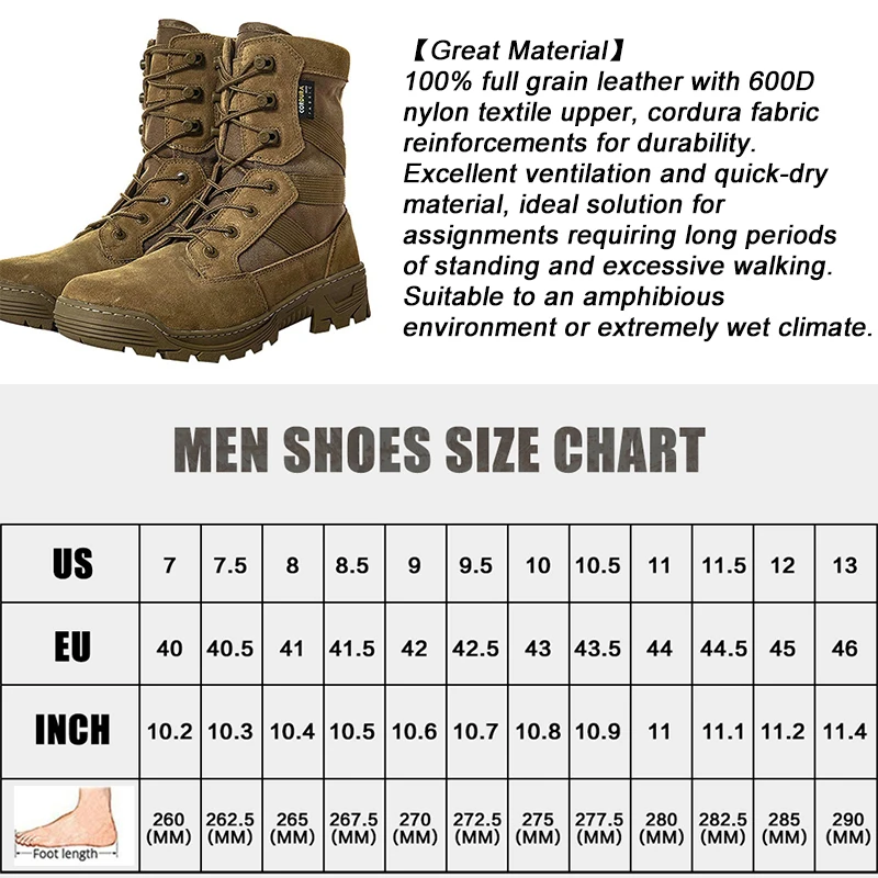 KIICEILING ZCB, Cow Leather, Mens Boots, Combat Desert Tactical Boots, Safety Shoes, Motorcycle Boots, Boots Men, Shoes for Men