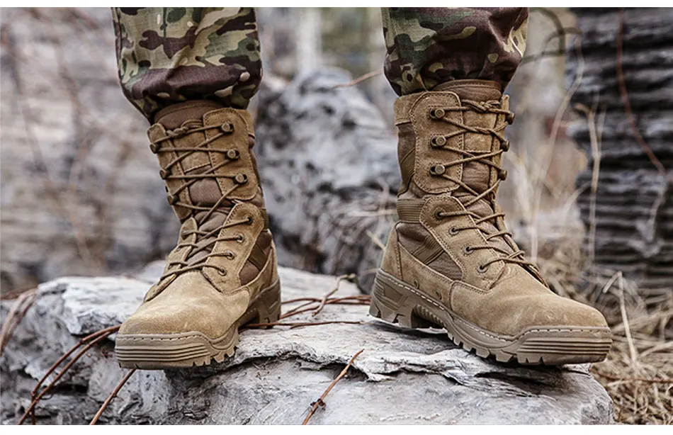 KIICEILING ZCB, Cow Leather, Mens Boots, Combat Desert Tactical Boots, Safety Shoes, Motorcycle Boots, Boots Men, Shoes for Men