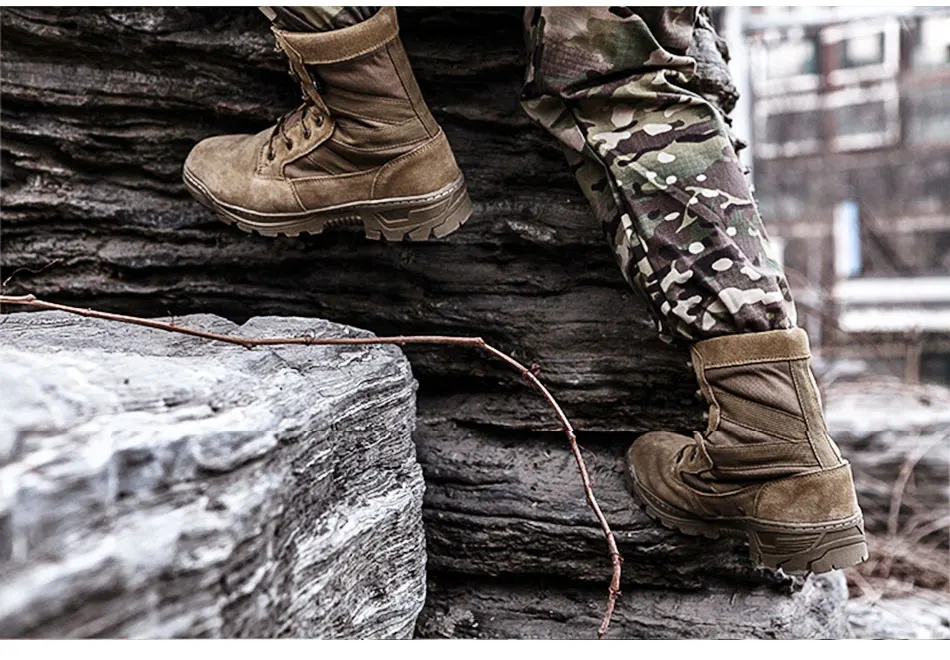 KIICEILING ZCB, Cow Leather, Mens Boots, Combat Desert Tactical Boots, Safety Shoes, Motorcycle Boots, Boots Men, Shoes for Men