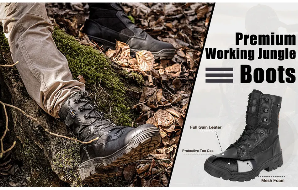 KIICEILING ZCB, Cow Leather, Mens Boots, Combat Desert Tactical Boots, Safety Shoes, Motorcycle Boots, Boots Men, Shoes for Men