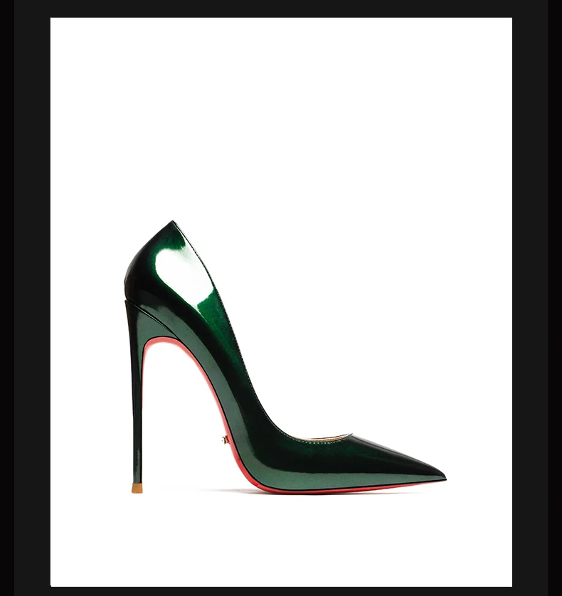 Luxury Genuine Leather Elegant Women's High Heels Shoes Pointed Toes Sexy Classic Red Soled Shoes Pumps Ladies Prom Shoes Women