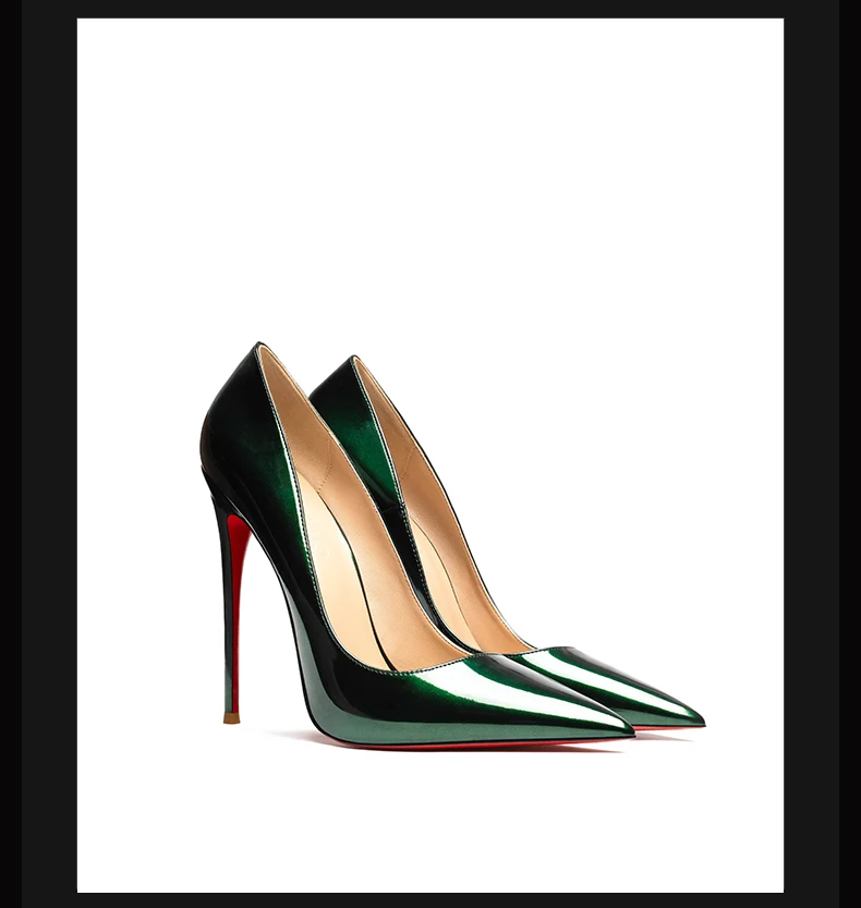 Luxury Genuine Leather Elegant Women's High Heels Shoes Pointed Toes Sexy Classic Red Soled Shoes Pumps Ladies Prom Shoes Women