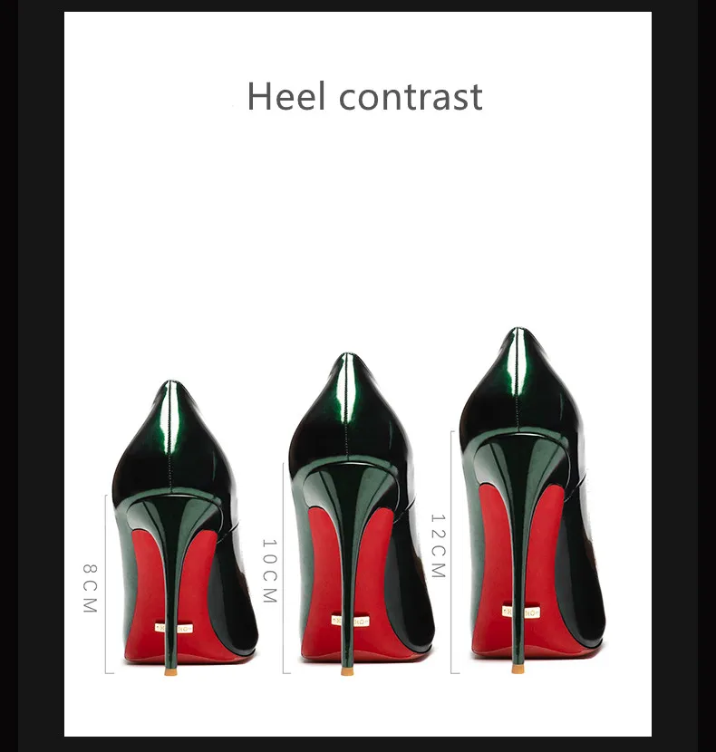 Luxury Genuine Leather Elegant Women's High Heels Shoes Pointed Toes Sexy Classic Red Soled Shoes Pumps Ladies Prom Shoes Women
