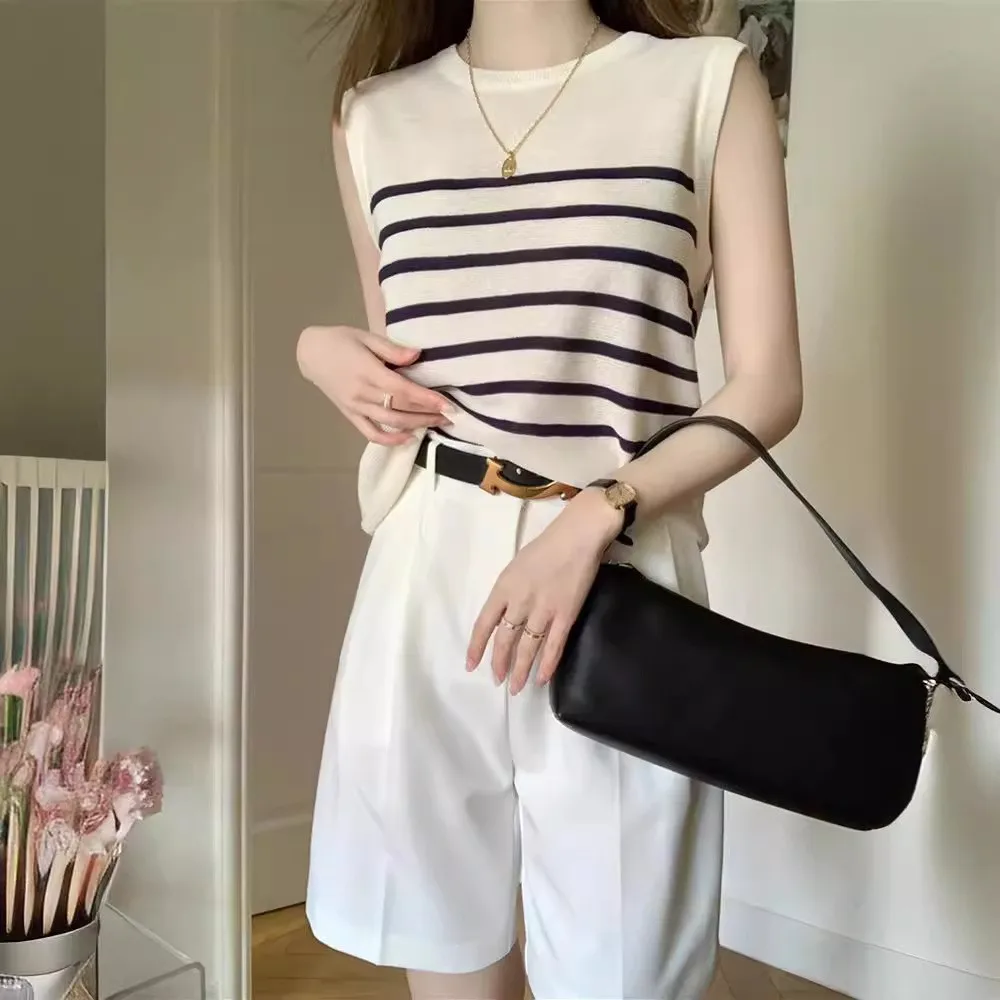 WinvyNee Summer Women 100% Cotton Striped Camis White Black Vest O Neck Tops Basic Clothes Casual Tank Women Pullover C1002005