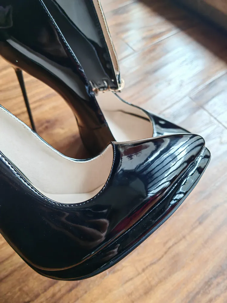 MKKHOU Fashion Pumps New Pointed Toe Stiletto 16cm High Heel Shoes Ankle Buckle Strap Rivet Punk Style Modern Women Shoes