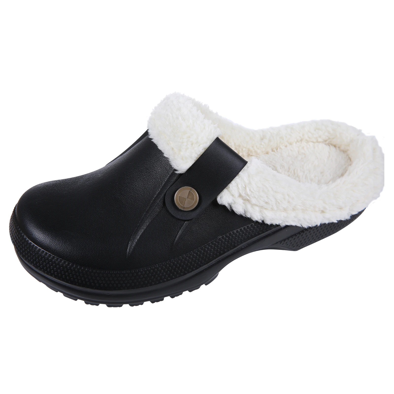 Litfun Female Clogs Couples Home Bedroom Fuzzy Slides Soft Sole Waterproof EVA Plush Slippers Women Warm Slippers Garden Shoes