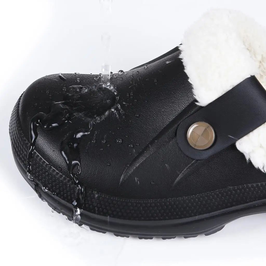 Litfun Female Clogs Couples Home Bedroom Fuzzy Slides Soft Sole Waterproof EVA Plush Slippers Women Warm Slippers Garden Shoes