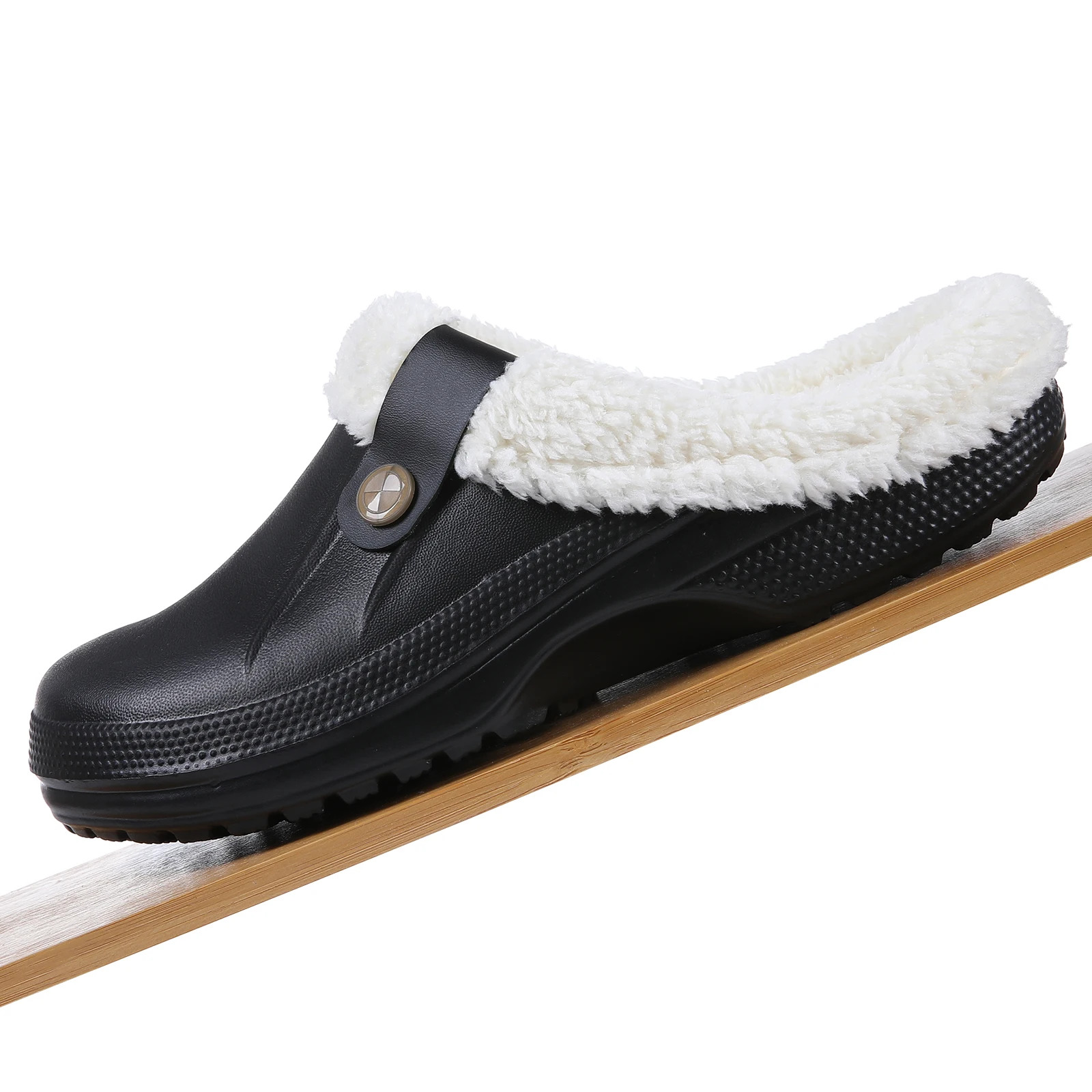 Litfun Female Clogs Couples Home Bedroom Fuzzy Slides Soft Sole Waterproof EVA Plush Slippers Women Warm Slippers Garden Shoes