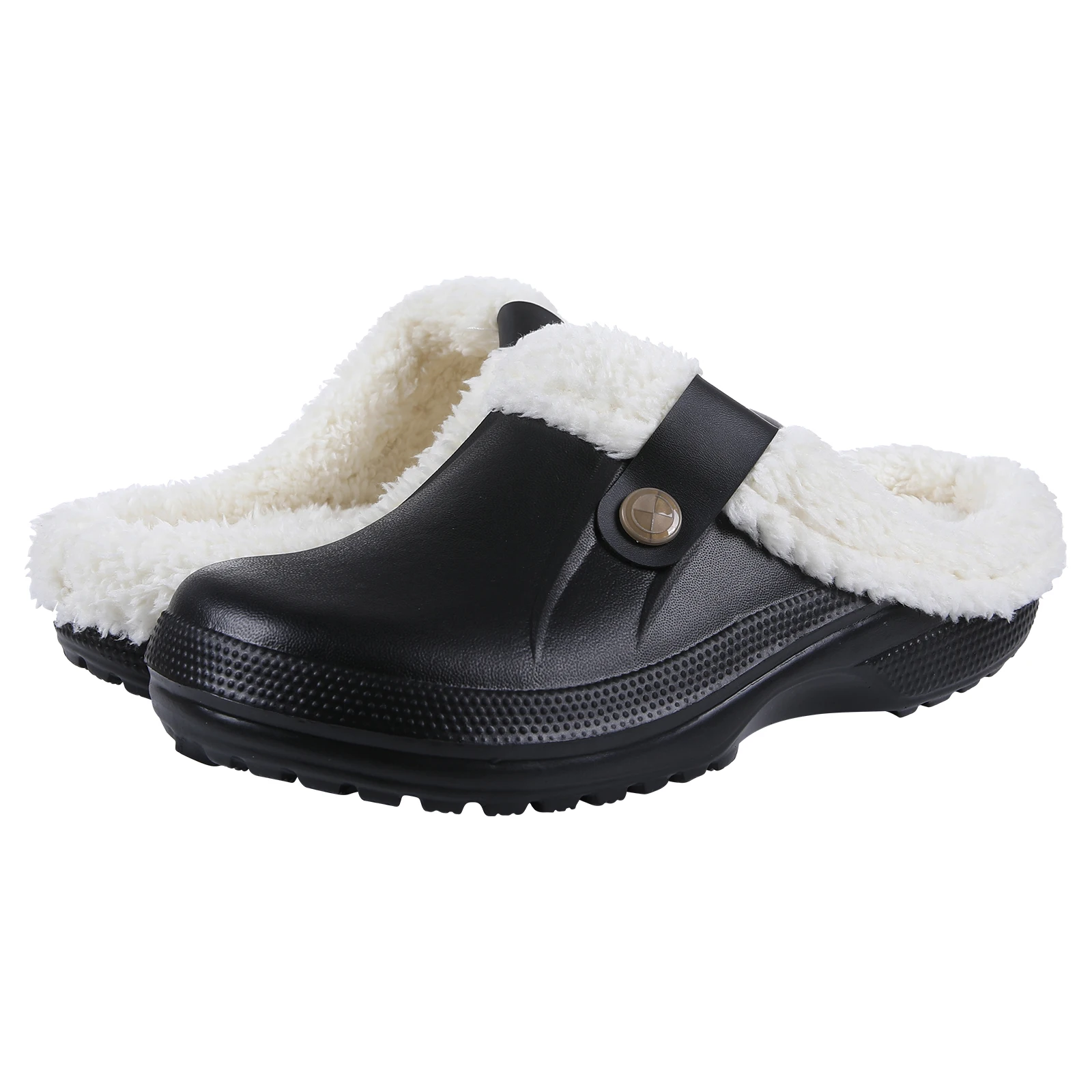 Litfun Female Clogs Couples Home Bedroom Fuzzy Slides Soft Sole Waterproof EVA Plush Slippers Women Warm Slippers Garden Shoes