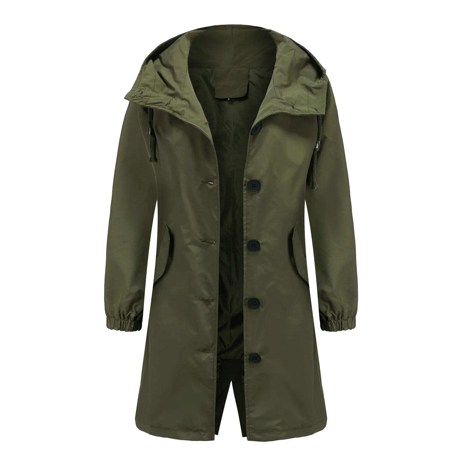 Hooded Women Windbreaker Long Trench Coat Solid Color Pocket Casual Long Outwear Fashion Windbreaker женская куртка