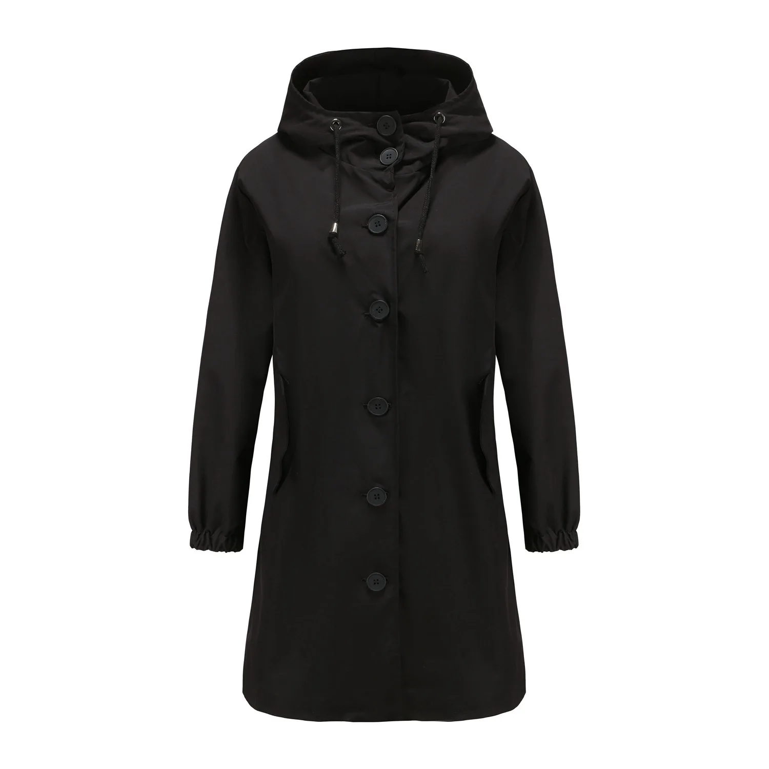 Hooded Women Windbreaker Long Trench Coat Solid Color Pocket Casual Long Outwear Fashion Windbreaker женская куртка