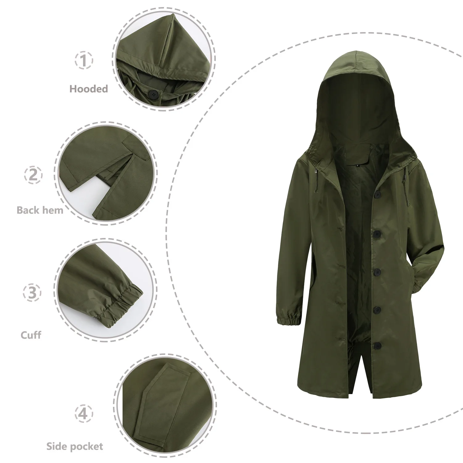 Hooded Women Windbreaker Long Trench Coat Solid Color Pocket Casual Long Outwear Fashion Windbreaker женская куртка