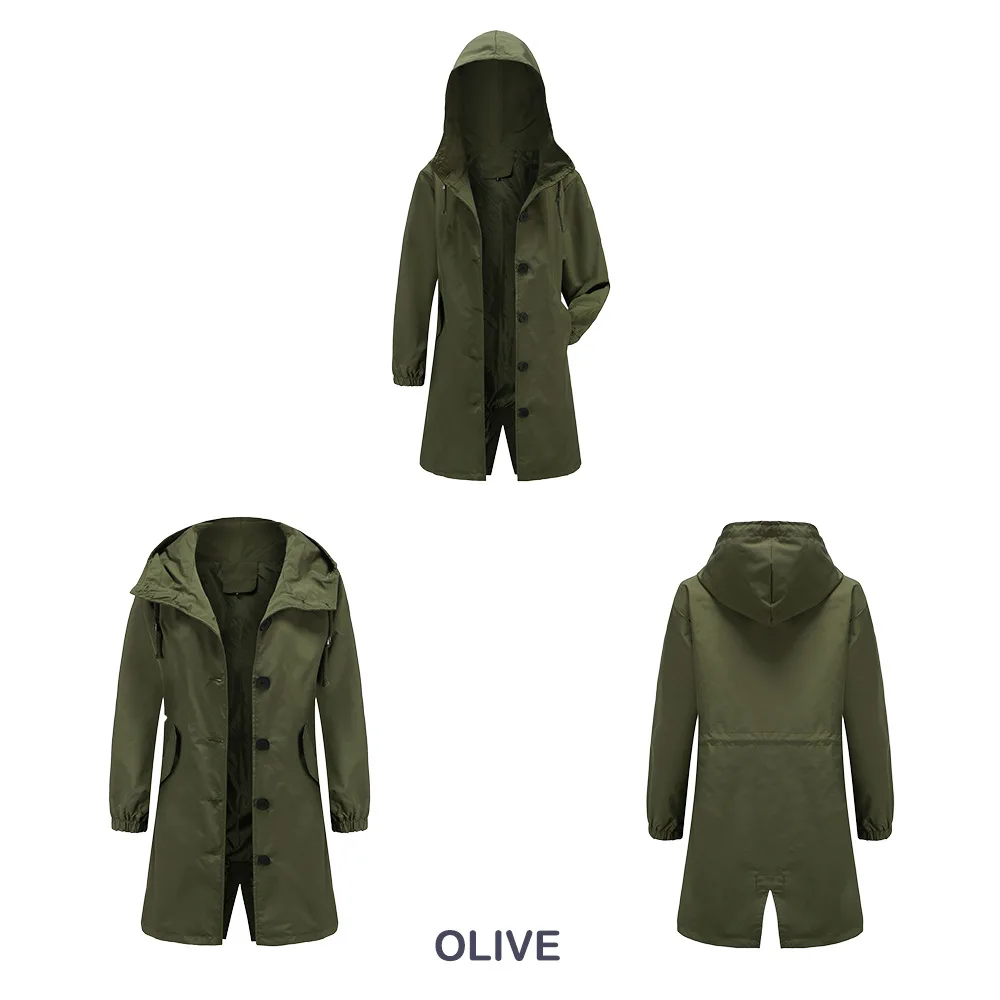 Hooded Women Windbreaker Long Trench Coat Solid Color Pocket Casual Long Outwear Fashion Windbreaker женская куртка