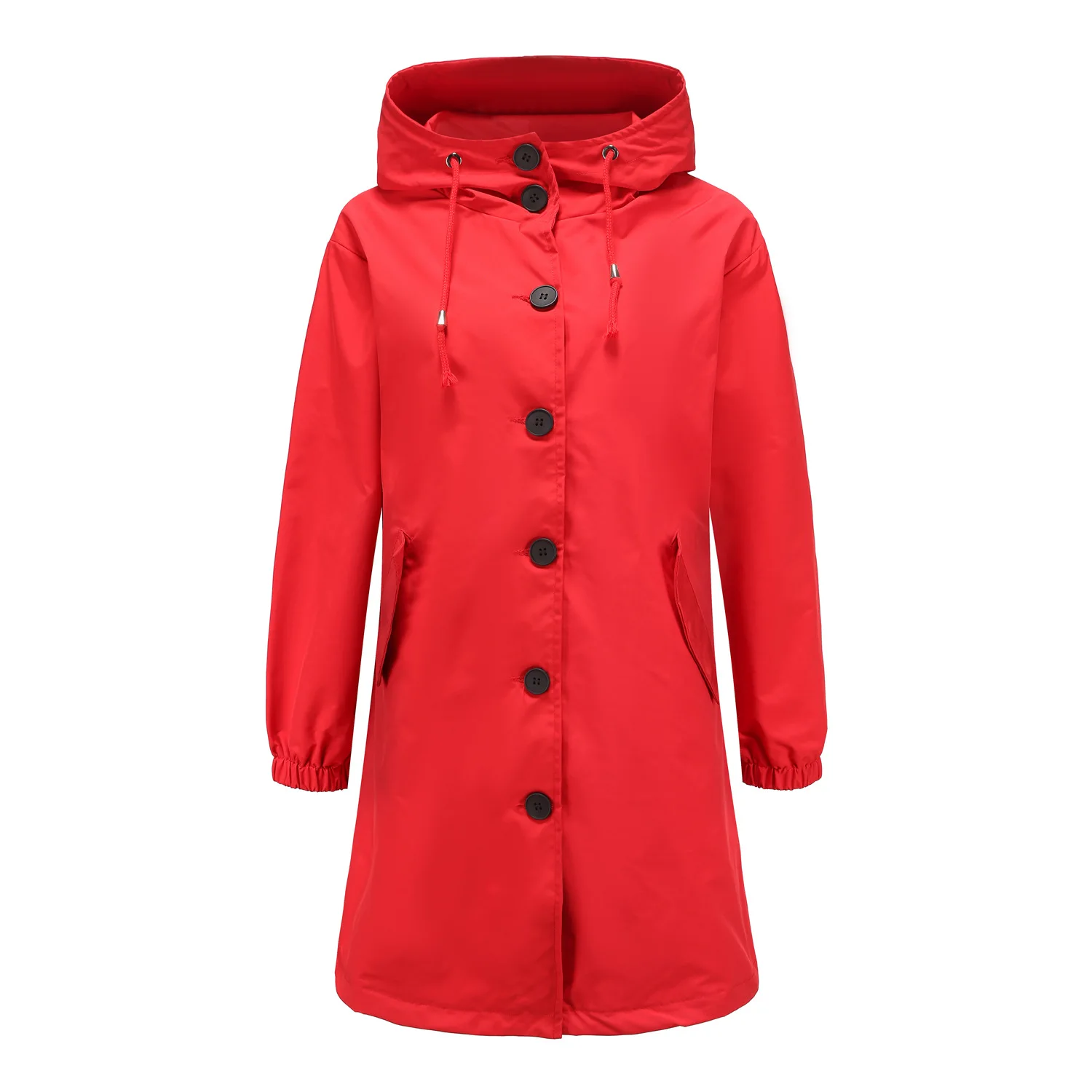 Hooded Women Windbreaker Long Trench Coat Solid Color Pocket Casual Long Outwear Fashion Windbreaker женская куртка