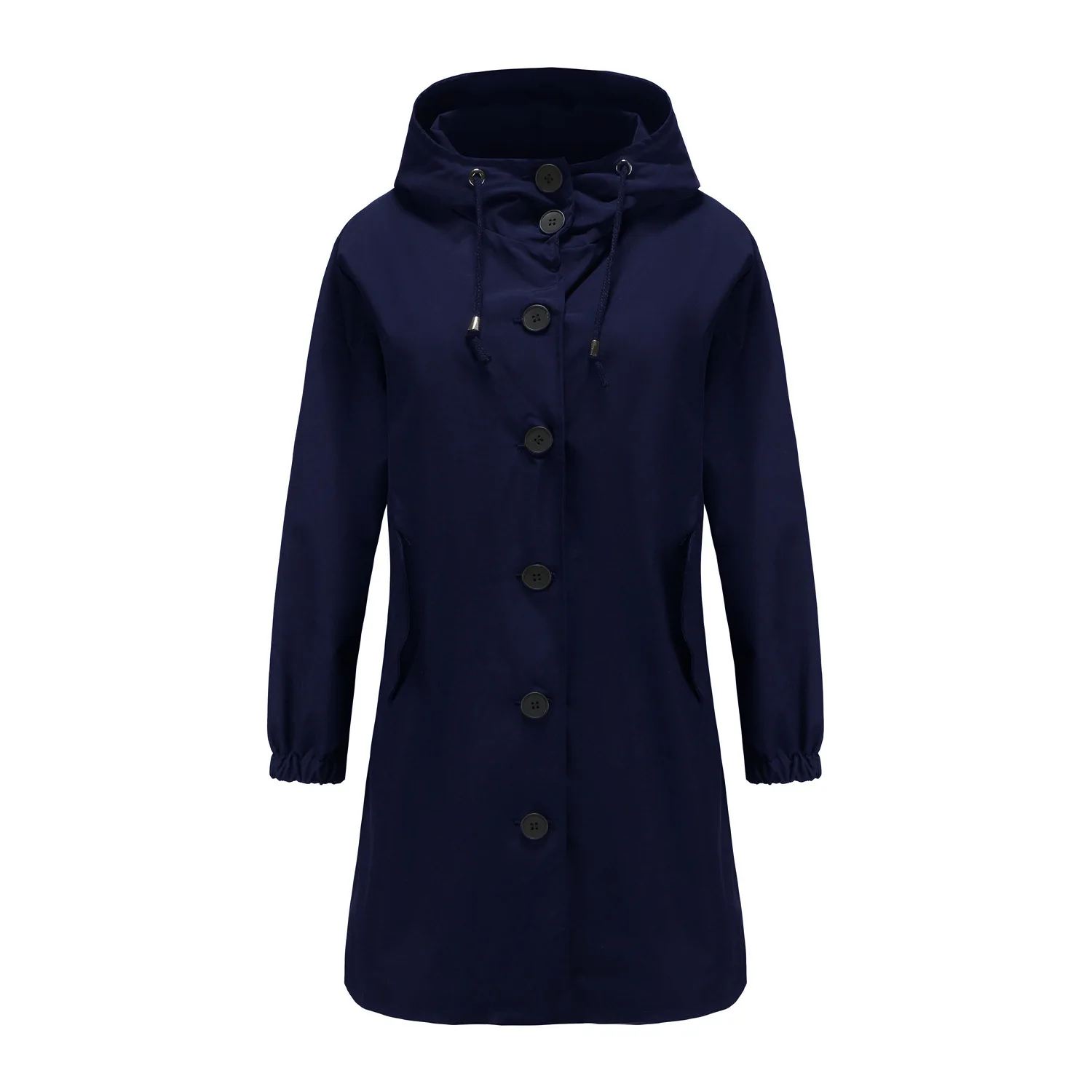 Hooded Women Windbreaker Long Trench Coat Solid Color Pocket Casual Long Outwear Fashion Windbreaker женская куртка