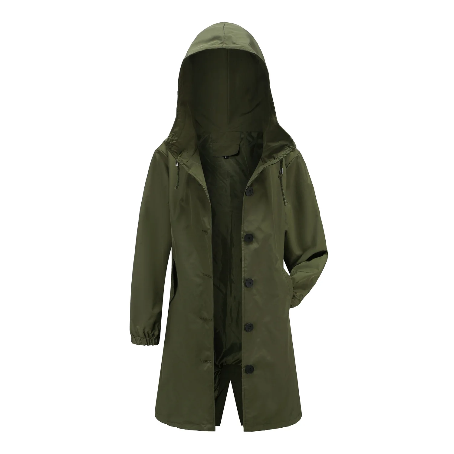 Hooded Women Windbreaker Long Trench Coat Solid Color Pocket Casual Long Outwear Fashion Windbreaker женская куртка