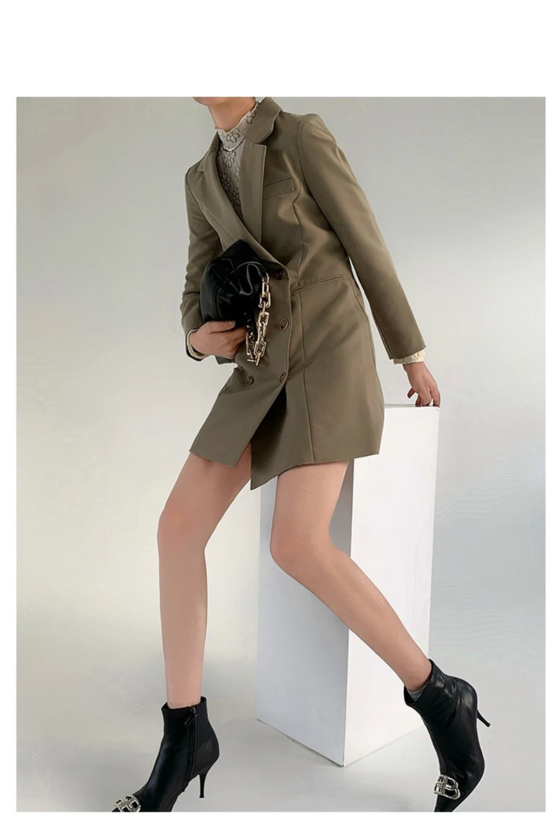 LMQ NEW Early Spring Suit Dress Women Slim Temperament Double Breasted Short A-Line Skirt Casual All-Match Long-Sleeved Top
