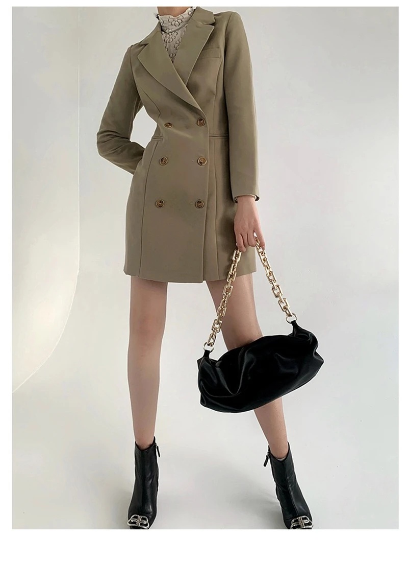 LMQ NEW Early Spring Suit Dress Women Slim Temperament Double Breasted Short A-Line Skirt Casual All-Match Long-Sleeved Top