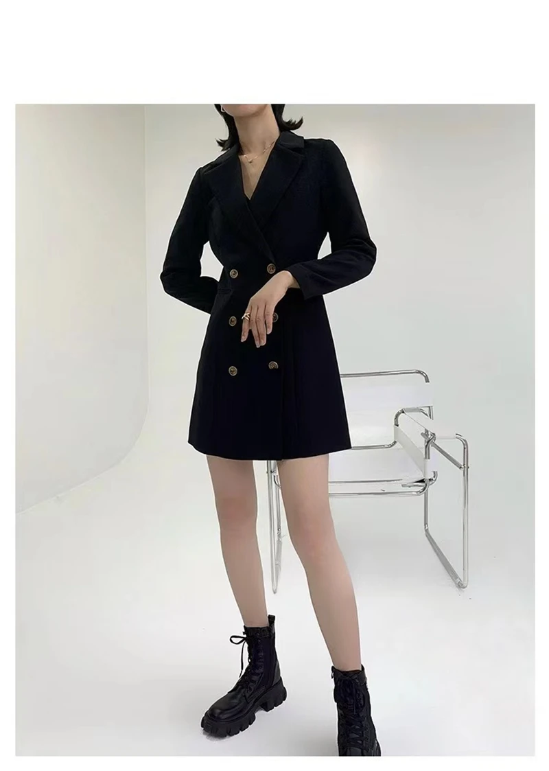 LMQ NEW Early Spring Suit Dress Women Slim Temperament Double Breasted Short A-Line Skirt Casual All-Match Long-Sleeved Top