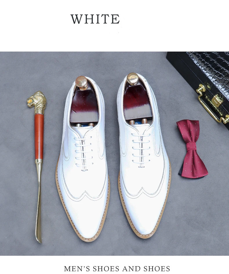 new white shoes for men Leather shoes men's business dress breathable leather shoe British lace-up fashion wedding party