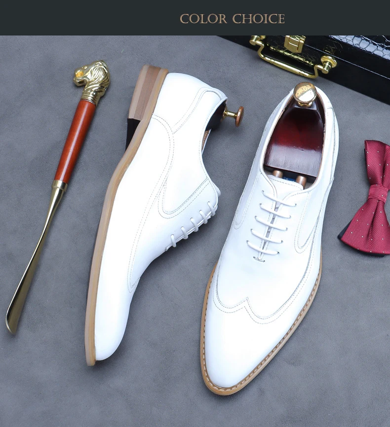 new white shoes for men Leather shoes men's business dress breathable leather shoe British lace-up fashion wedding party