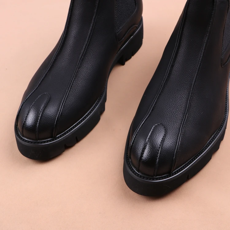 British fashion mens shoes black chelsea boots platform genuine leather boot autumn winter ankle botas masculinas zapatos hombre