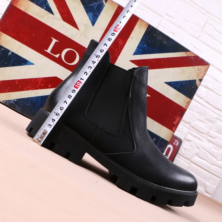 mens casual business office formal dress chelsea boots platform shoes genuine leather boot black ankle botas hombre chaussure