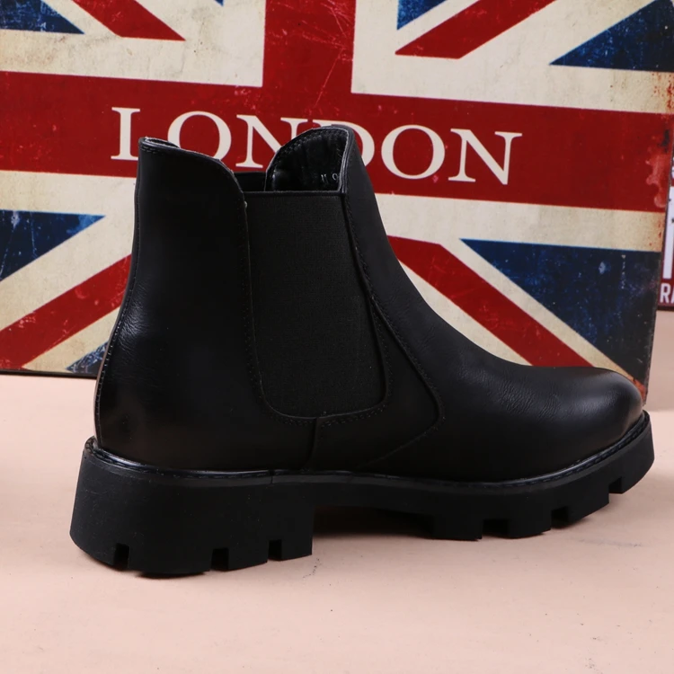 mens casual business office formal dress chelsea boots platform shoes genuine leather boot black ankle botas hombre chaussure