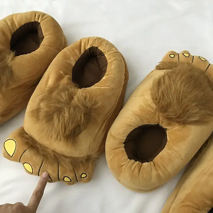 Designer Cartton Bigfoot Unisex Winter Indoor Slippers Cotton Shoes Women Men Slip On Lazy Home Shoes Lovers Couple Floor Shoes